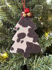 Image 1 of Christmas Cow Tree Ornament