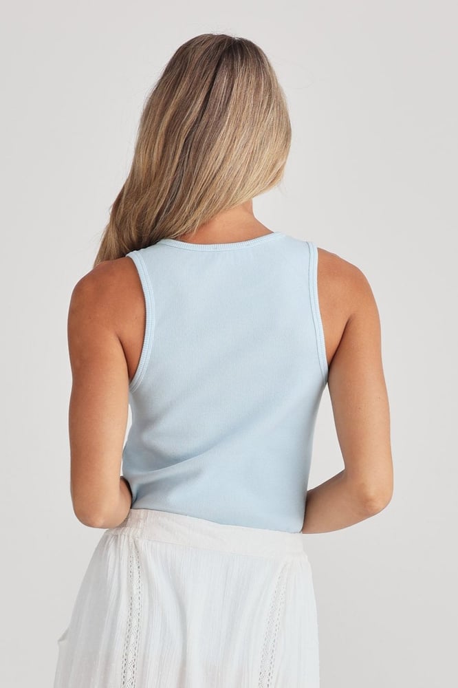 Lovers Ribbed Tank in Sky Blue Lovers Ribbed Tank in Sky Blue