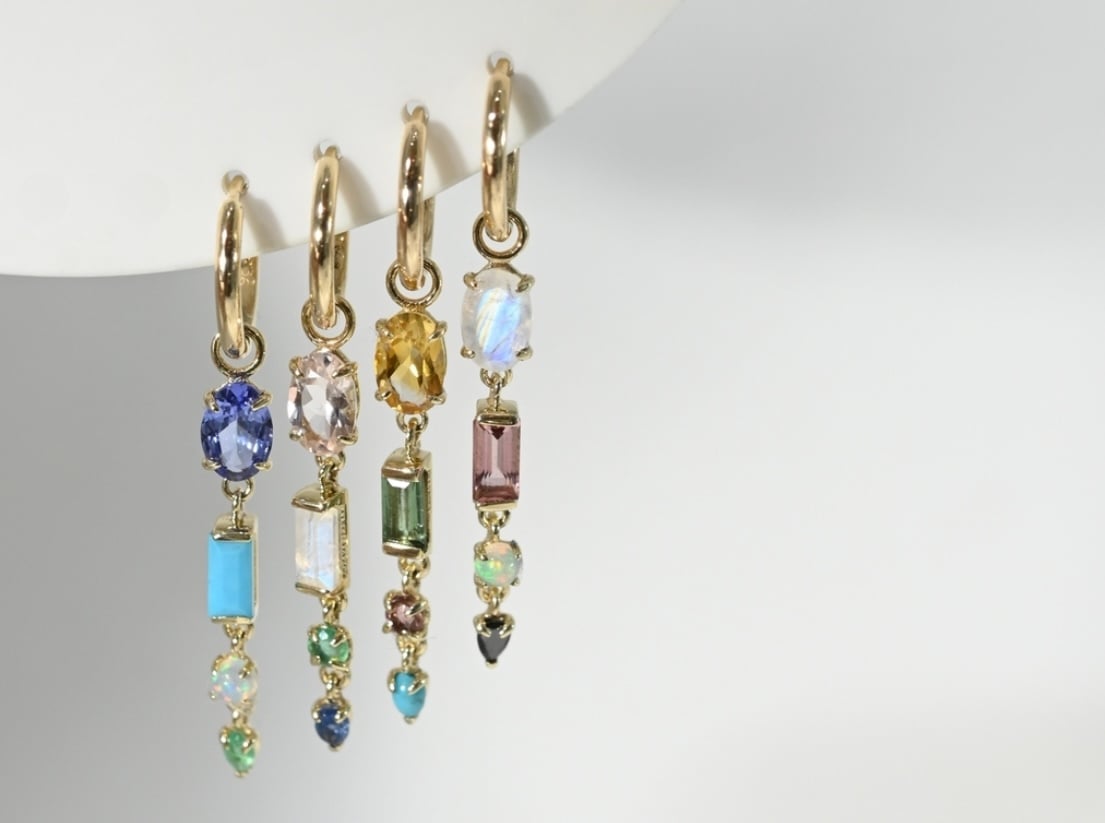 Image of  Multi Gem Drop Earrings- 3 or 4 Stone Versions