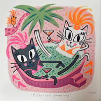 Image 5 of 'Pussycats pampering' Fine art print