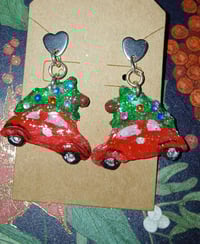 Car christmas tree earrings
