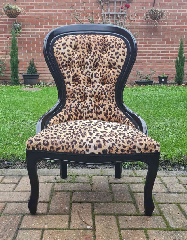 Vintage Spoon Back Leopard Print Chair
