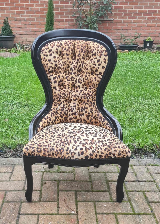 Vintage Spoon Back Leopard Print Chair