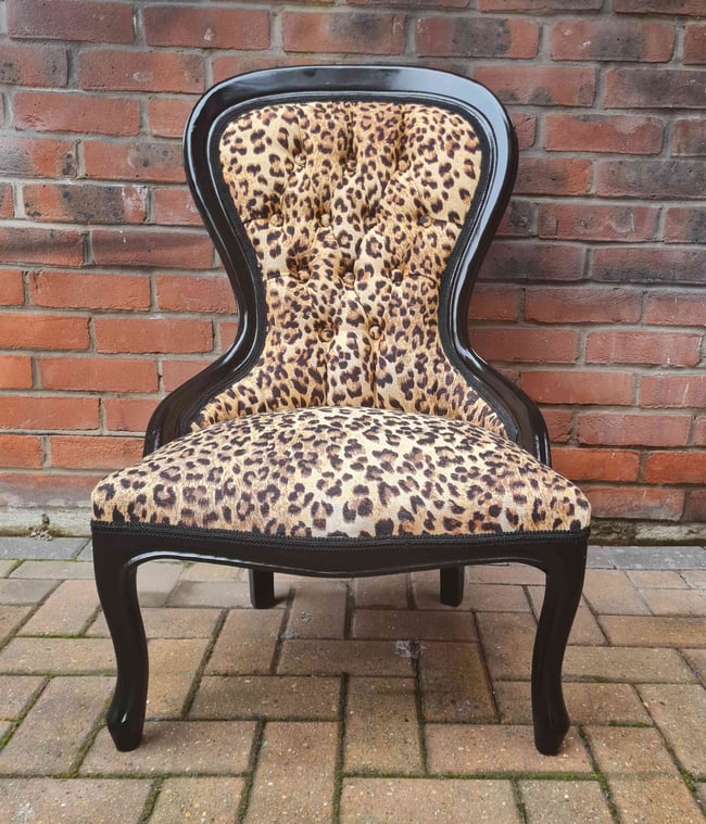 Vintage Spoon Back Leopard Print Chair