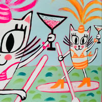 Image 4 of 'Pussycats paddleboarding' Fine art print