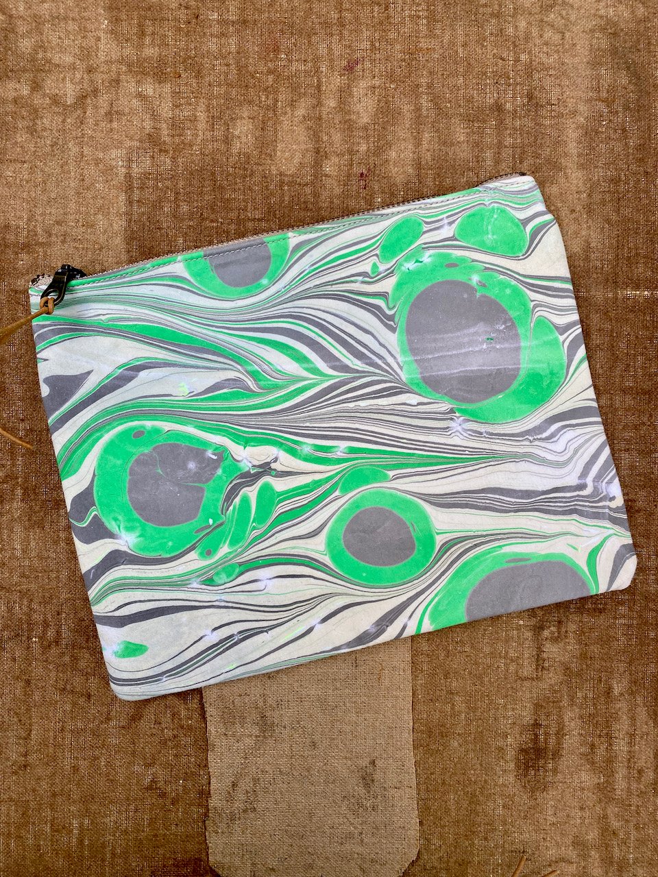 Image of hand marbled one of a kind pouch -no. 12