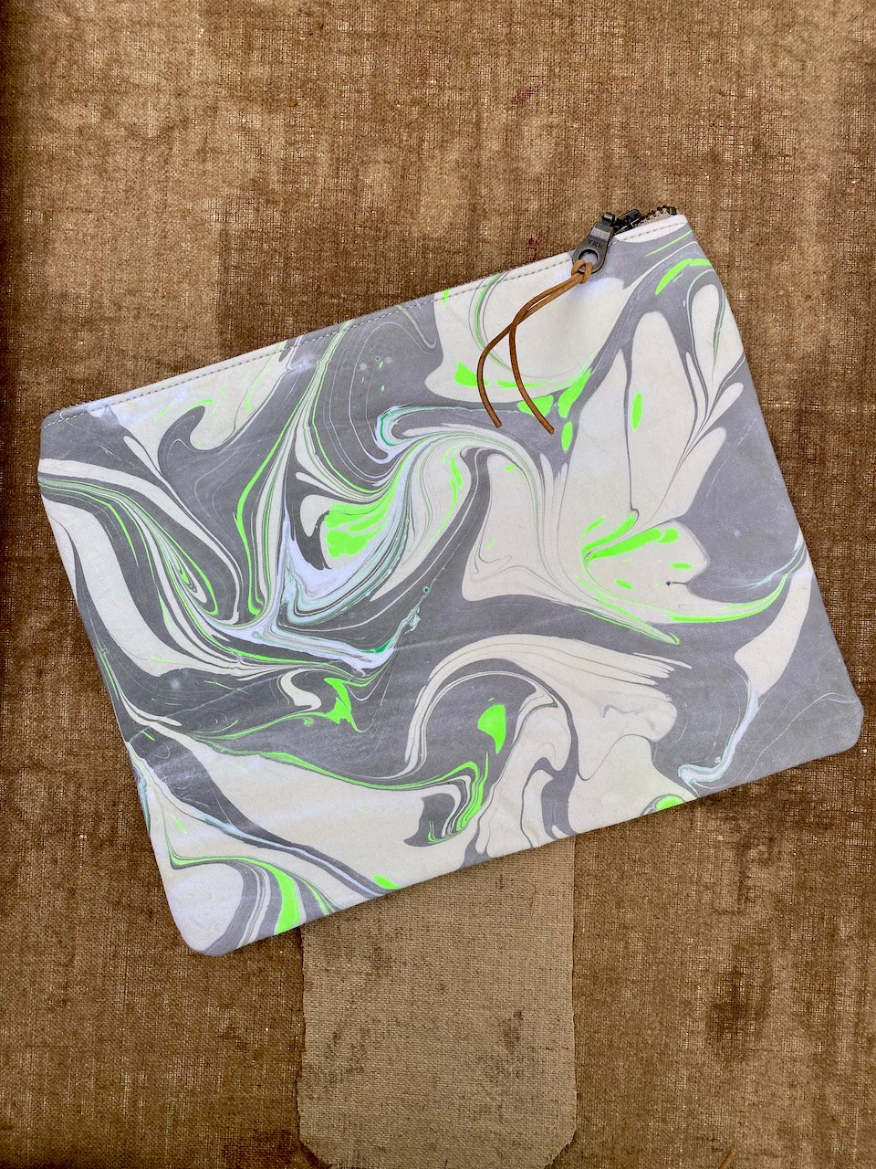 Image of hand marbled one of a kind pouch -no. 12