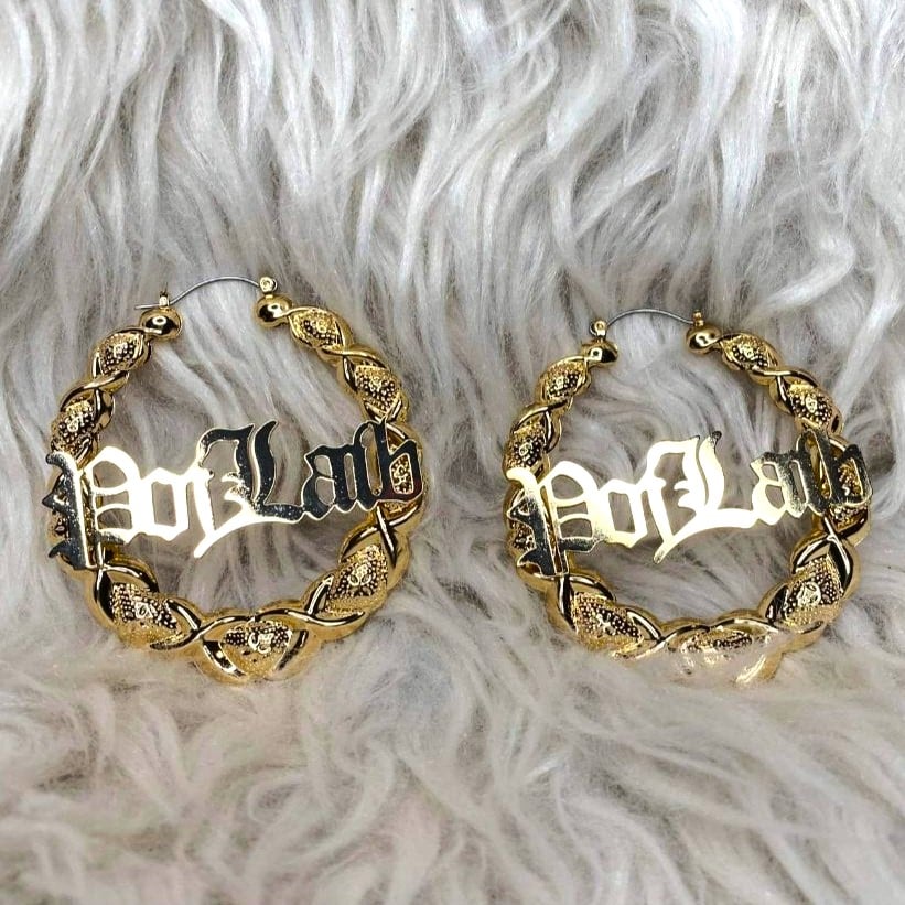Image of Poj Laib Hoop Earrings - 18K Gold Plated, Hypoallergenic