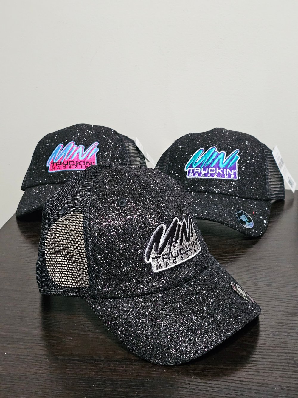 Black Glitter Ponytail Hats 