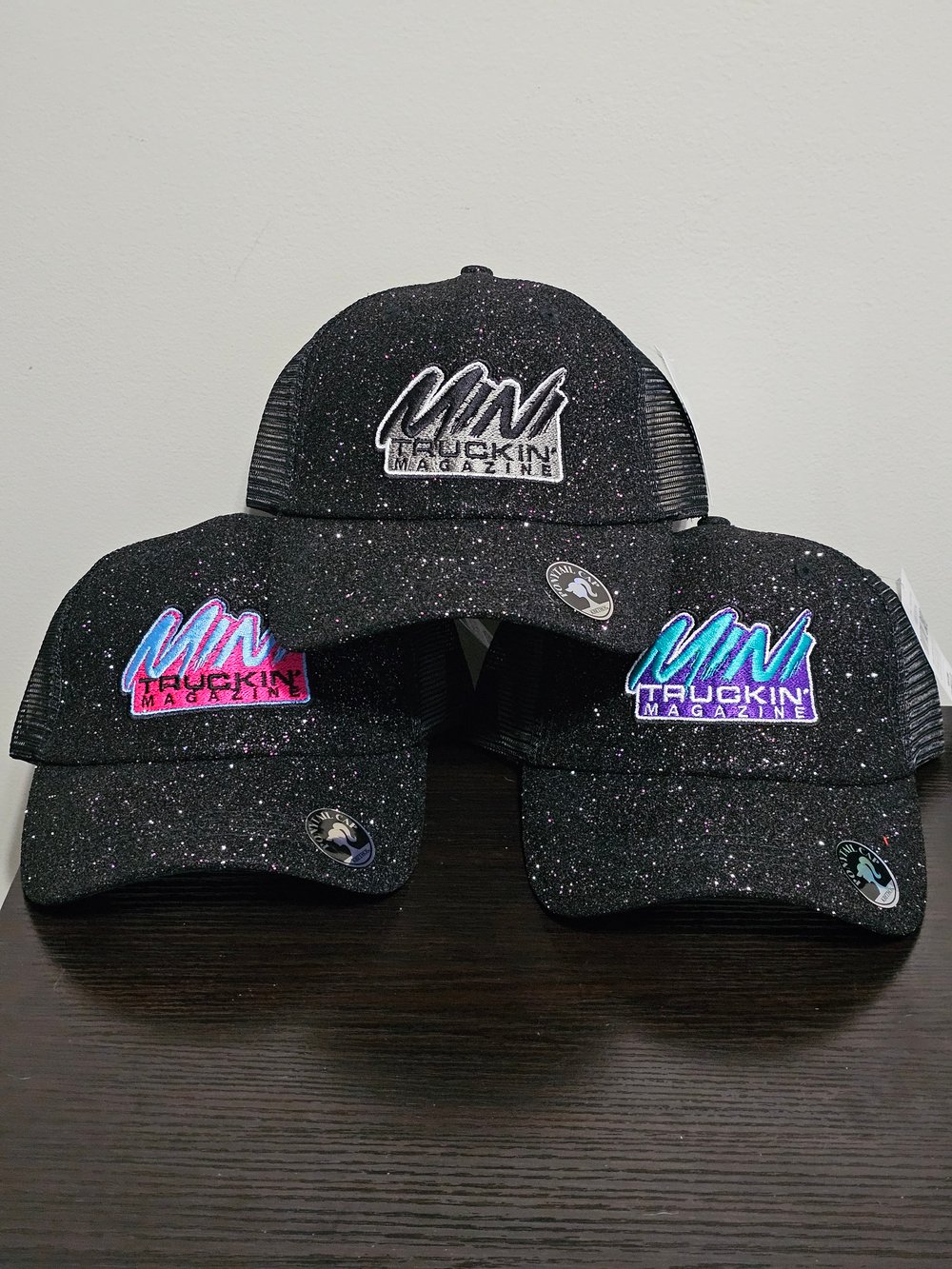 Black Glitter Ponytail Hats 