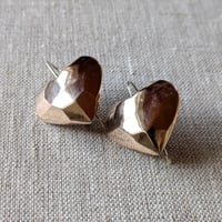 Image 1 of Faceted Bronze Heart Earrings by Rachel Salome Jewelry