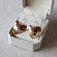 Image 2 of Faceted Bronze Heart Earrings by Rachel Salome Jewelry