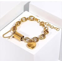 Chunky Gold Heart Bracelet 
