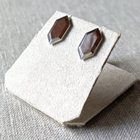 Image 1 of Silver Hexagon Gem Earrings by Rachel Salome Jewelry