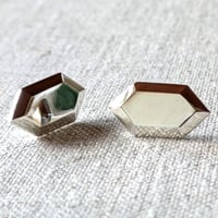 Image 2 of Silver Hexagon Gem Earrings by Rachel Salome Jewelry