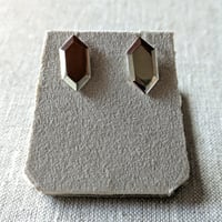 Image 3 of Silver Hexagon Gem Earrings by Rachel Salome Jewelry