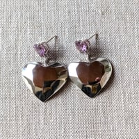 Image 2 of Synthetic Alexandrite Faceted Sterling Heart Earrings by Rachel Salome Jewelry