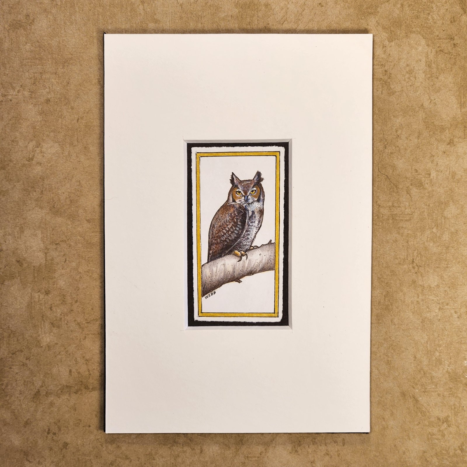 Great Horned Owl - matted print | Very Tiny Studio