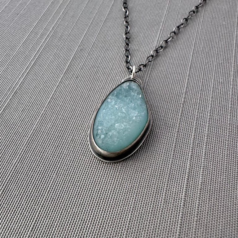Blue Druzy Agate Pendants