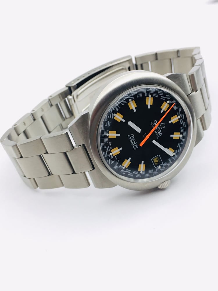 Image of Rare Omega Geneve Dynamic Sports black racer Automatic Vintage Mens Watch 41mm,Mint,
