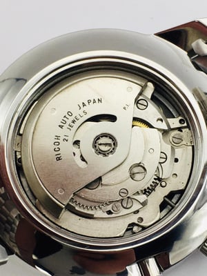 Image of Rare Ricoh World Timer GMT 61215A Sports Automatic Mens Watch,BLACK Dial.Mint Condition.Japan