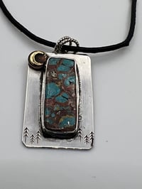Image 3 of Turquoise Pendant on chain or leather cord