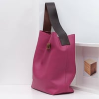 Image 4 of Tube Tote in pebbled warm fuschia