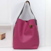 Image 1 of Tube Tote in pebbled warm fuschia