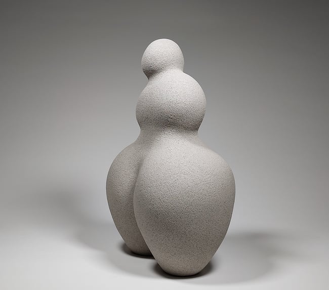Woman - Hand-Built Grey Ceramic Sculpture