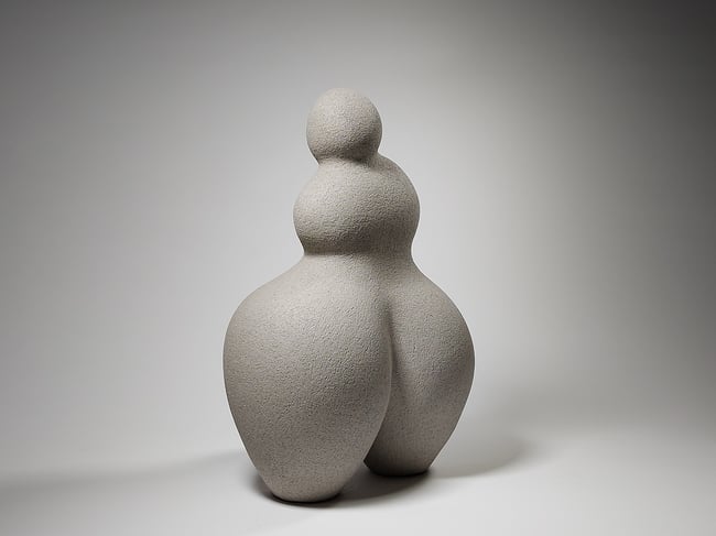 Woman - Hand-Built Grey Ceramic Sculpture