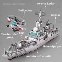 Image 2 of Military 956 Warships Model WW2 (1716+pcs) Building Blocks Battleship