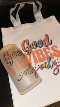 Image 1 of Good Vibes Only Tote Bag & Tumbler Set