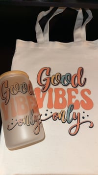 Image 2 of Good Vibes Only Tote Bag & Tumbler Set