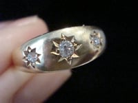 Image 3 of EDWARDIAN 18CT ORNATE YELLOW GOLD BAND OLD CUT DIAMOND STAR GYPSY BAND SIZE O