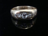 Image 1 of EDWARDIAN 18CT ORNATE YELLOW GOLD BAND OLD CUT DIAMOND GYPSY BAND SIZE L