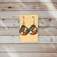 Image 2 of Wooden flower teardrop earrings 