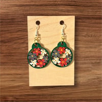 Image 3 of Wooden flower teardrop earrings 