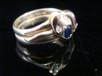 Image 6 of VICTORIAN 18CT RUBY SAPPHIRE AND OLD CUT DIAMOND DOUBLE SNAKE RING RING SIZE P