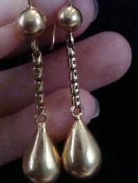 Image 6 of EDWARDIAN VICTORIAN 9CT YELLOW GOLD EARRINGS  WITH STARBURST CHAIN DROP 4.2G