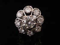 Image 1 of FRENCH EDWARDIAN 18CT WHITE GOLD NATURAL OLD CUT DIAMOND 1.25CT CLUSTER RING