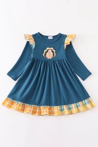 Navy Thanksgiving Appliqué Dress