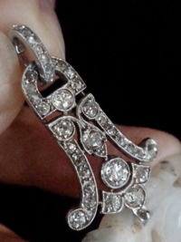 Image 2 of EDWARDIAN  PLATINUM  LARGE CARVED JADE AND DIAMOND PENDANT WITH DETACHABLE BALE