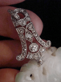 Image 3 of EDWARDIAN  PLATINUM  LARGE CARVED JADE AND DIAMOND PENDANT WITH DETACHABLE BALE