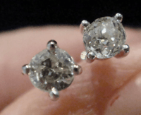 Image 1 of STUNNING 18CT WHITE GOLD OLD CUT DIAMOND 0.65CT CLAW SET STUD EARRINGS