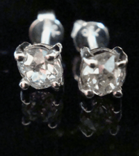 Image 2 of STUNNING 18CT WHITE GOLD OLD CUT DIAMOND 0.65CT CLAW SET STUD EARRINGS