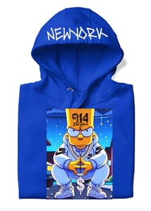 Image of EXCLUSIVE GRIND ONE FOUR COOL KID  REMIX HOODIE / ROYAL N BLACK