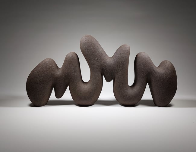 Rhythm Form No 2 - Hand-Built Black Ceramic Sculpture