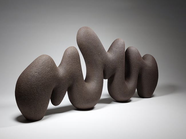 Rhythm Form No 2 - Hand-Built Black Ceramic Sculpture