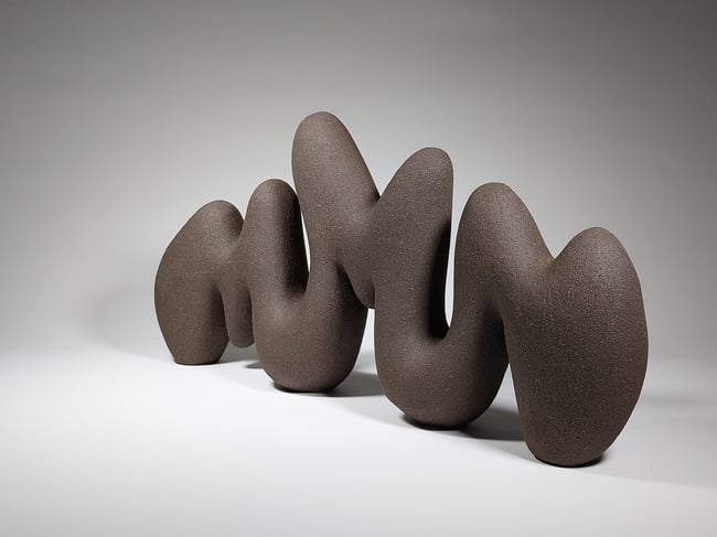 Rhythm Form No 2 - Hand-Built Black Ceramic Sculpture