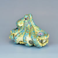 Image 6 of XXXL. Reticulated Turquoise Octopus - Lampwork Glass Sculpture Pendant Bead or Paperweight 